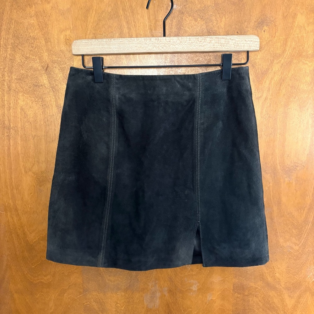 Blank NYC 100% Genuine Leather Suede Black Mini Skirt 25 Goth Y2K Mcbling Grunge